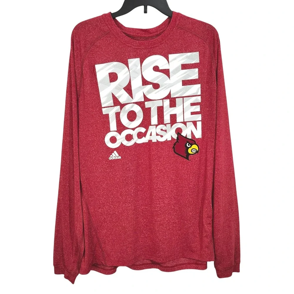 Adidas Louisville Cardinals Climalite Performance Shirt Mens XL Red‎ Long Sleeve